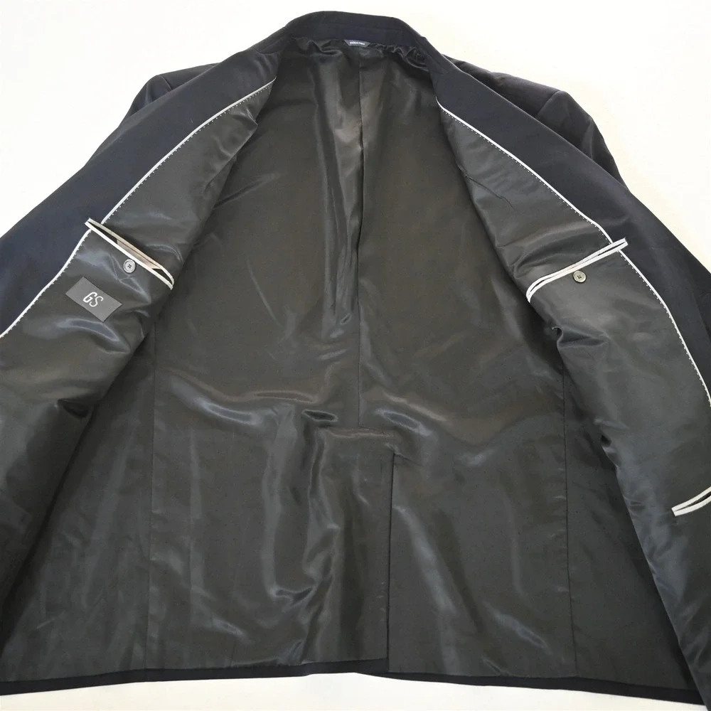 GS 52R Navy Blue Silver Button Wool Mens Blazer‎ Suit Jacket Sport Coat